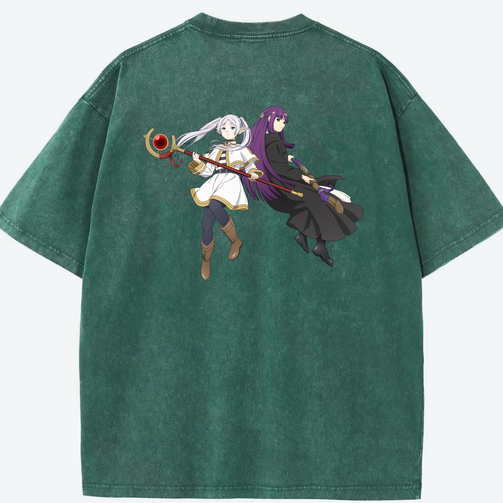 （画像用） 葬送のフリーレン Frieren 綿100% ヴィンテージ風 半袖Tシャツ（背面プリント）